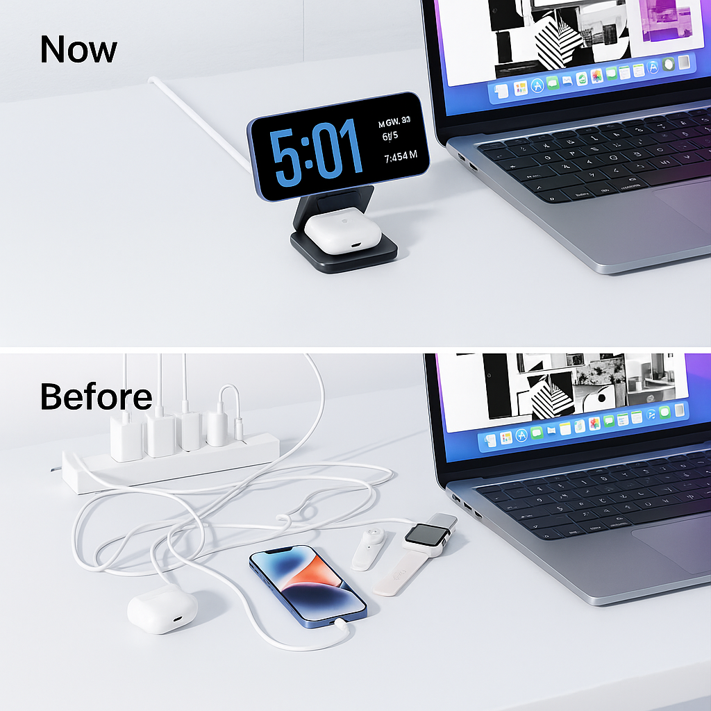 Station de charge 3-en-1 pliable – Charge rapide MagSafe™ - iPhone, Apple Watch et AirPods