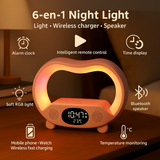Lampe Ambiance Intelligente 6-en-1 | LED RGB, Charge Sans Fil 15W, Haut-Parleur Bluetooth & Télécommande